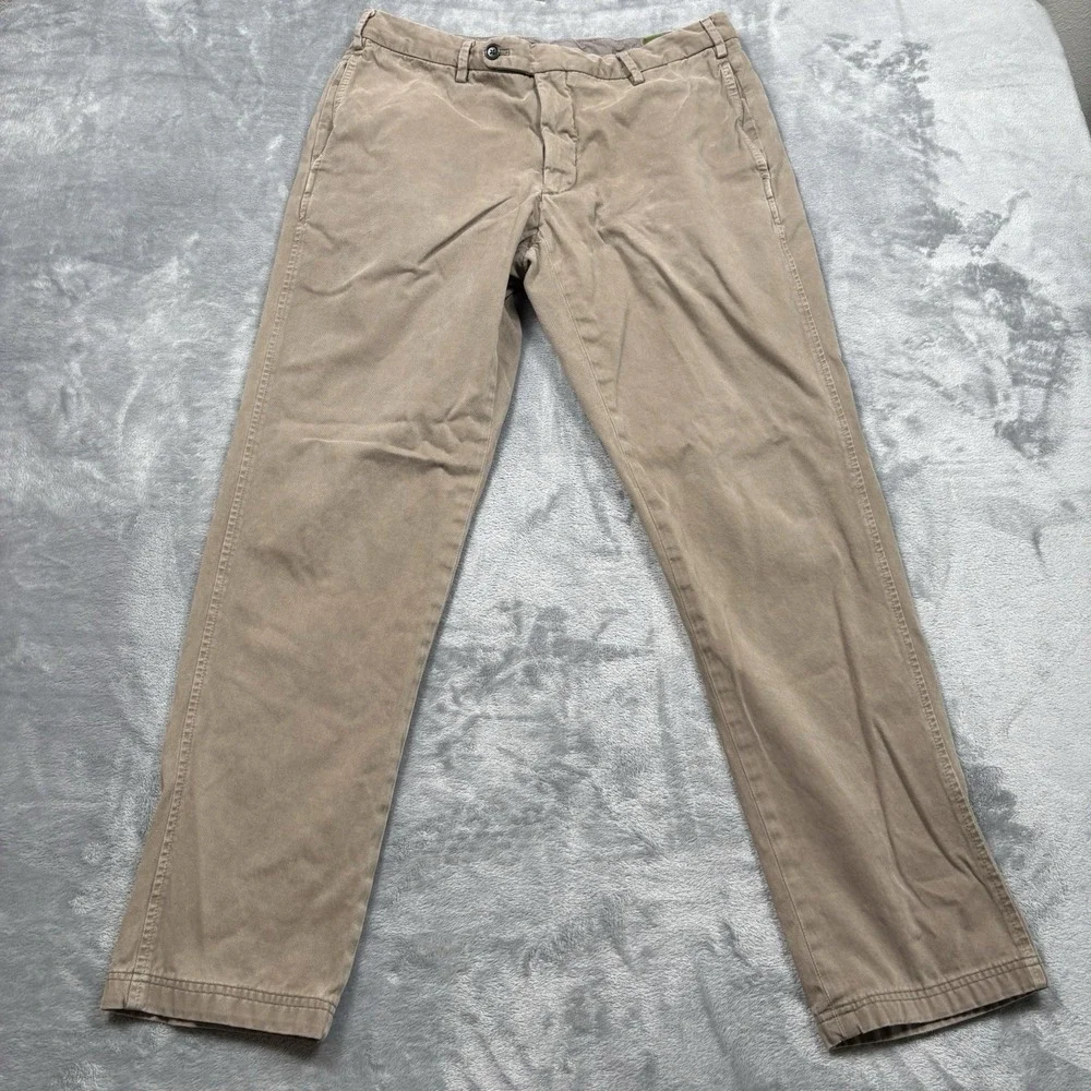 Sid Mashburn Men's Khaki Field Chino Pants 36x30 Slim Straight Cotton Twill